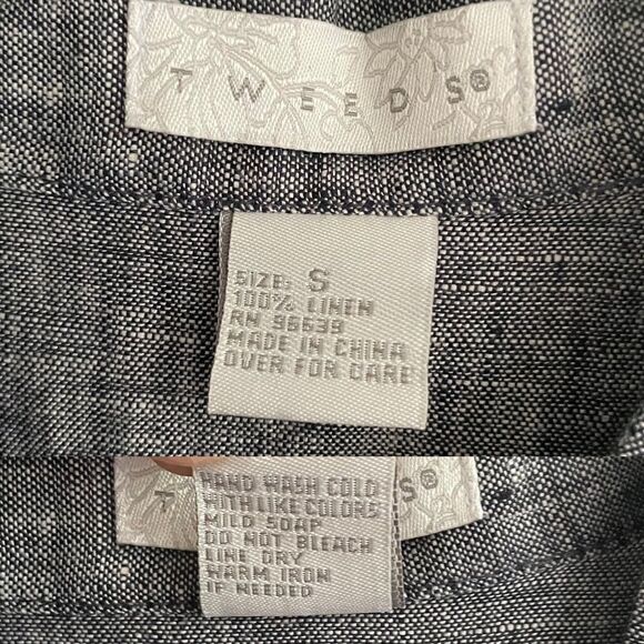 TWEEDS Blue Button Front Linen Shirt Blouse Top S - Picture 9 of 9